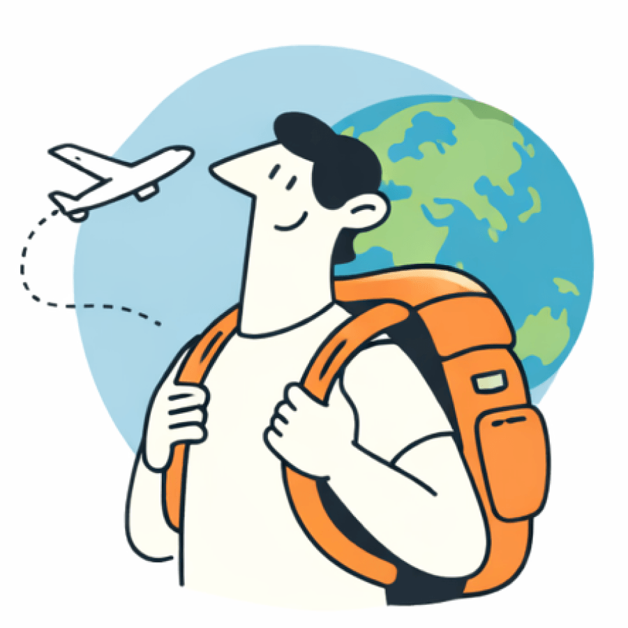 Expat FIRE — travel and globe illustration